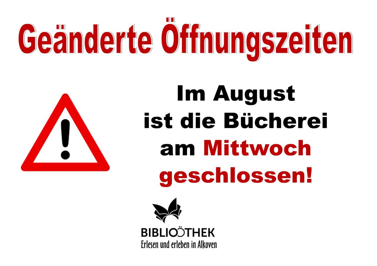 Geänderte Öffnungszeiten